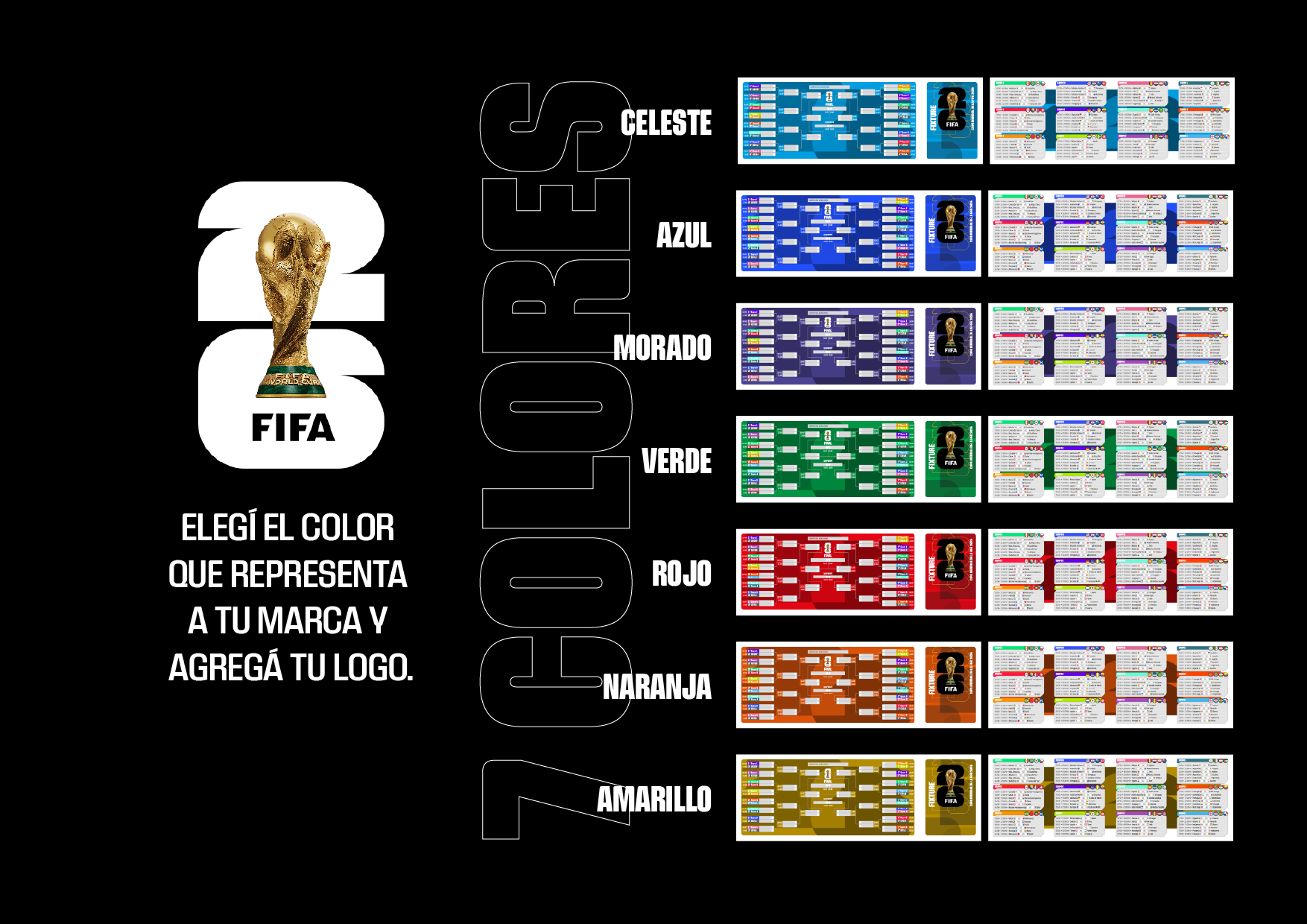FIXTURE MUNDIAL 2026 PACK COMPLETO - 7 COLORES - EDITABLES E IMPRIMIBLES